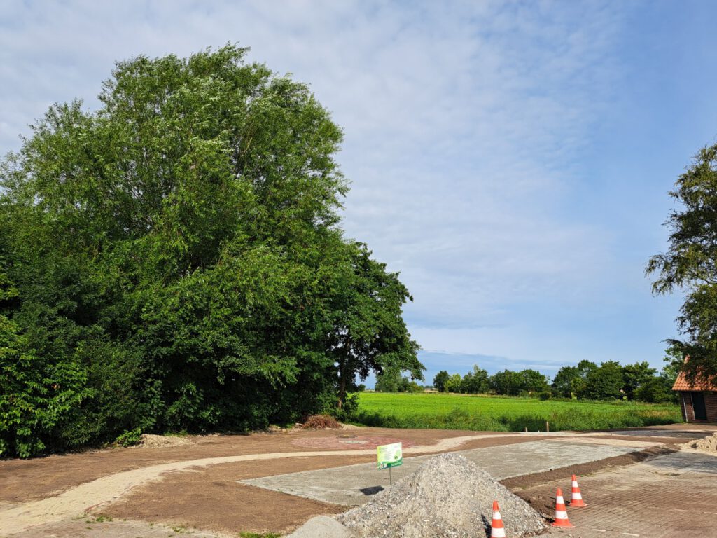 Die große Weide links soll noch mit in den Park integriert werden